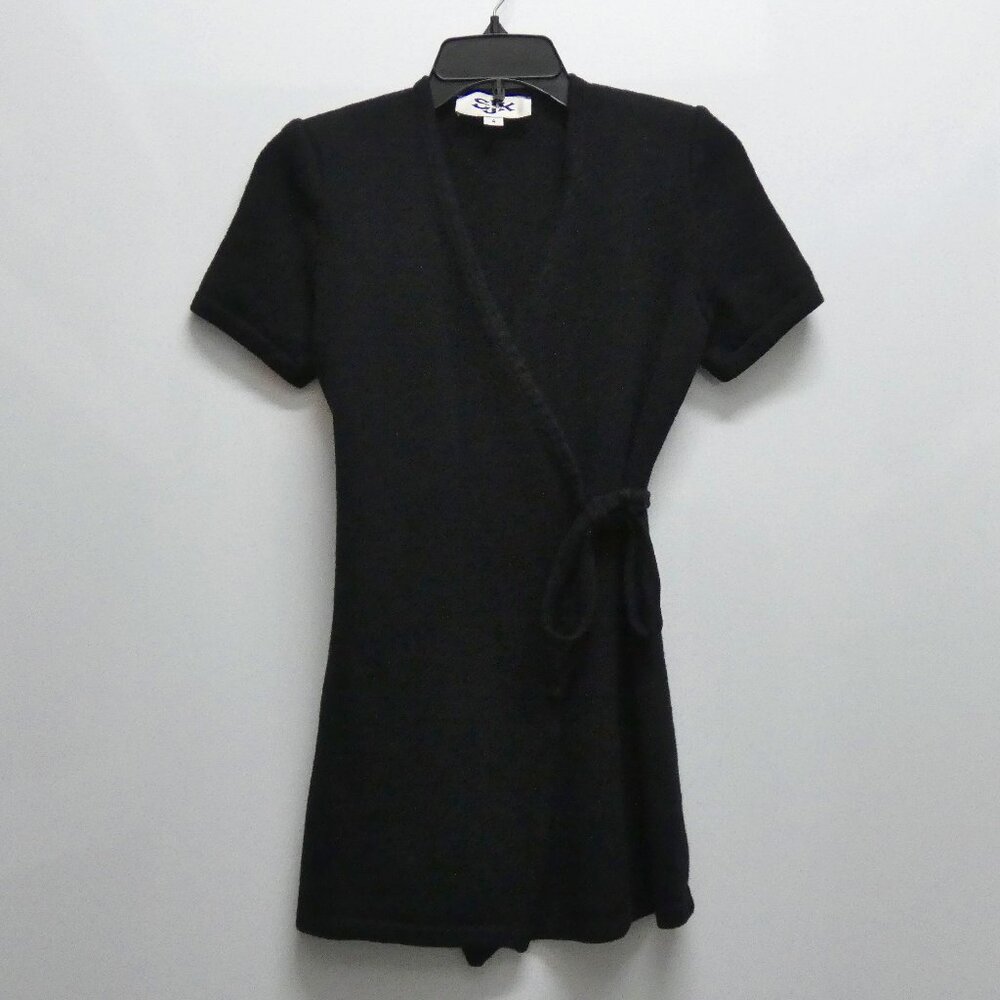 Vintage ST. JOHN SJK Black Santana Knit Tie-Wrap Long Cardigan Size 4